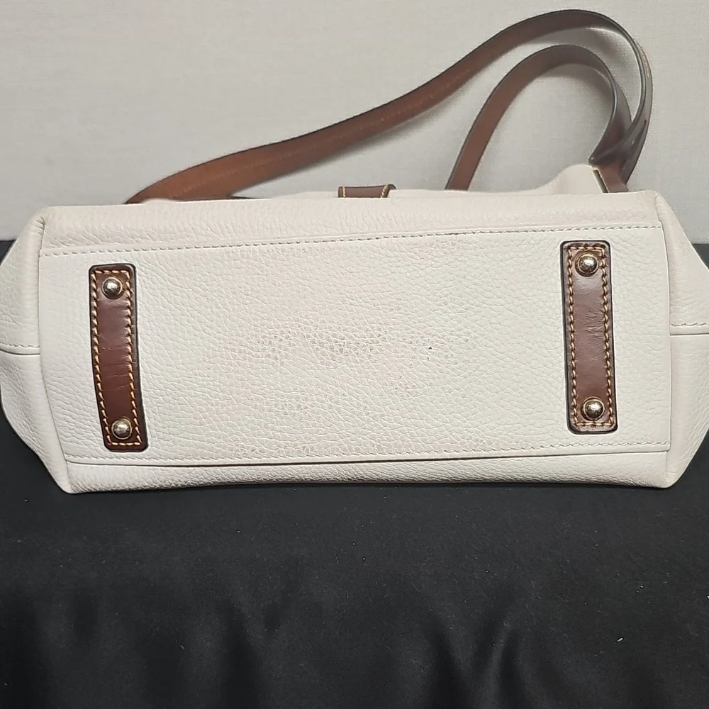 Dooney & Bourke Cream Leather Hobo with Brown Trim